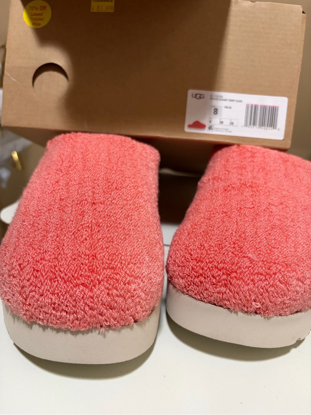 UGG Coral Terry Cloth Home Slippers - Plush Slip-On Clogs